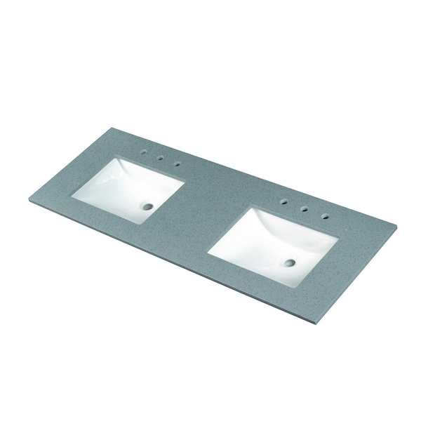 Msi Sparkling Gray 61"x22" Double Bowl Engineered Marble Vanity Top ZOR-DBVANS-6122-0005 - main